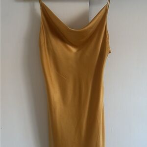 Planet Blue Mustard Satin Cowl Slip Mini Dress yellow